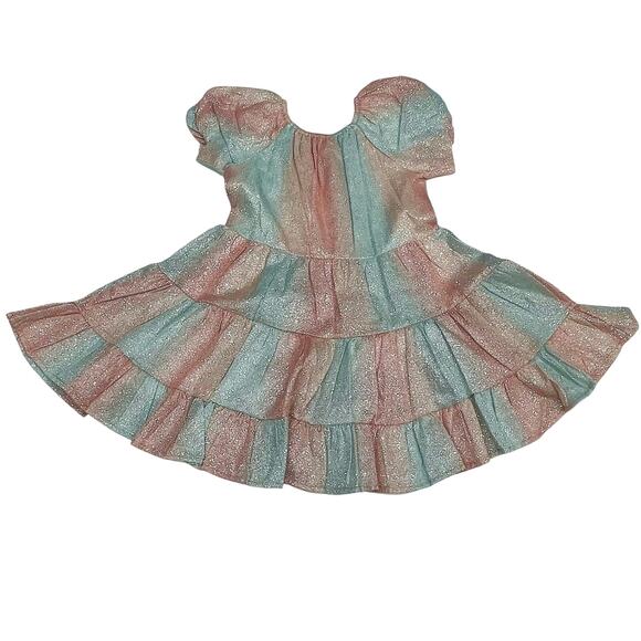 NWT Isobella & Chloe 4T Pink Shimmer Tiered Dress - Picture 2 of 5